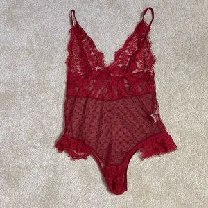 NWT Ababoon Women’s red lacy lingerie teddy bodysuit  size small